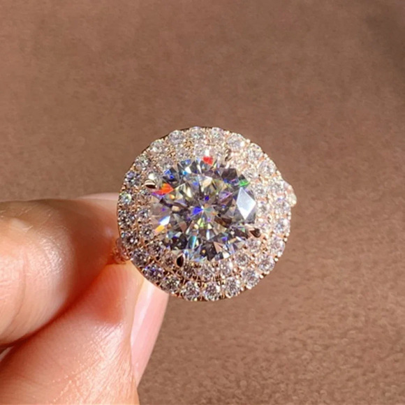 💝 "Super Large Round Shiny CZ Hollow Luxury Rose Gold Plated Ring, UNVN1… - Picture 7 of 7